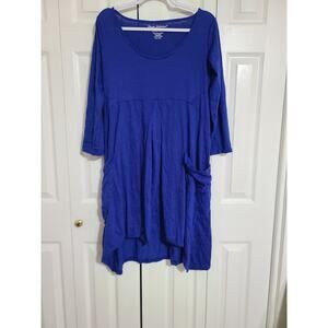 Pleats collection small women's blue pleated high low dress